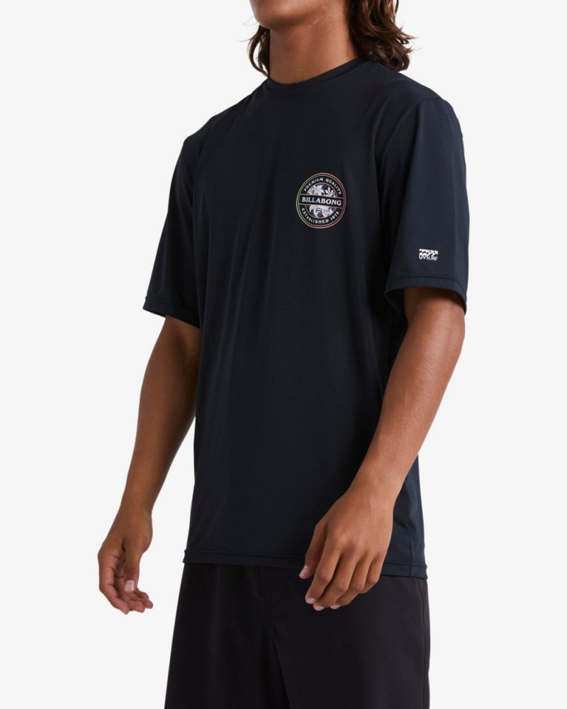 Black Men's Billabong Rotor Loose Fit Short Sleeve Surf T-Shirt | 621873UHA