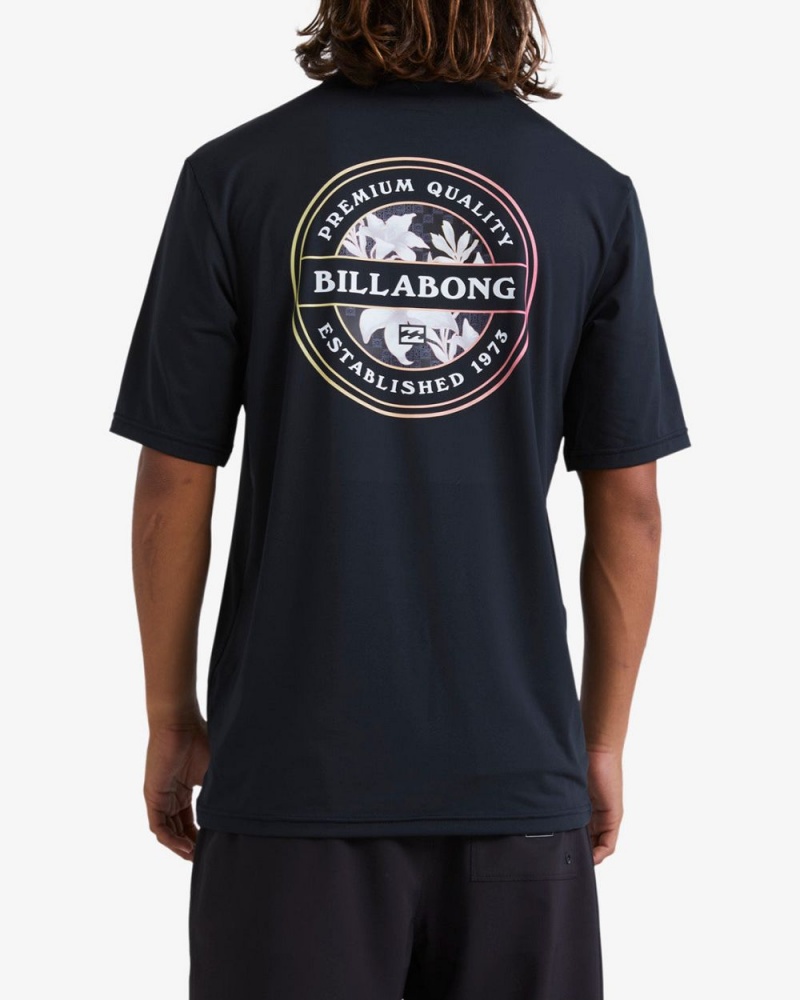 Black Men's Billabong Rotor Loose Fit Short Sleeve Surf T-Shirt | 621873UHA