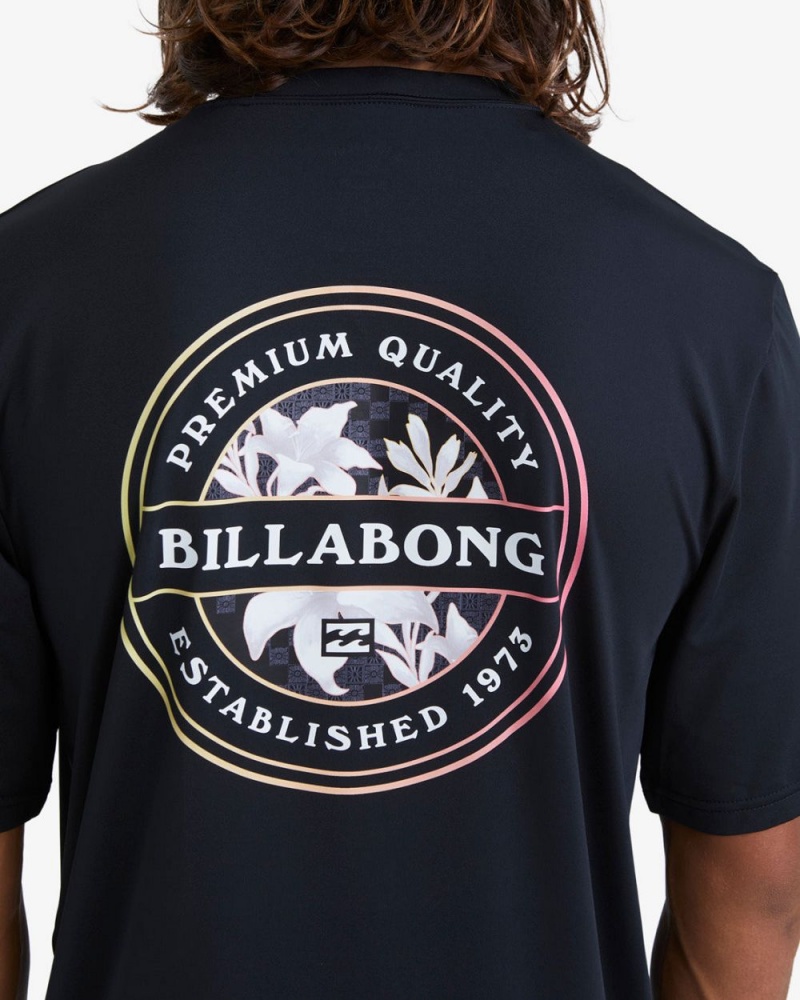 Black Men's Billabong Rotor Loose Fit Short Sleeve Surf T-Shirt | 621873UHA