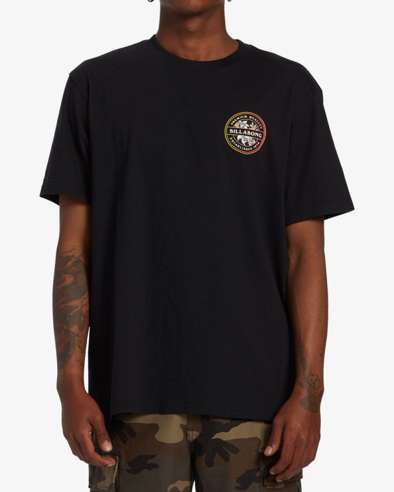 Black Men\'s Billabong Rotor Short Sleeve T-Shirt | 081529SKW