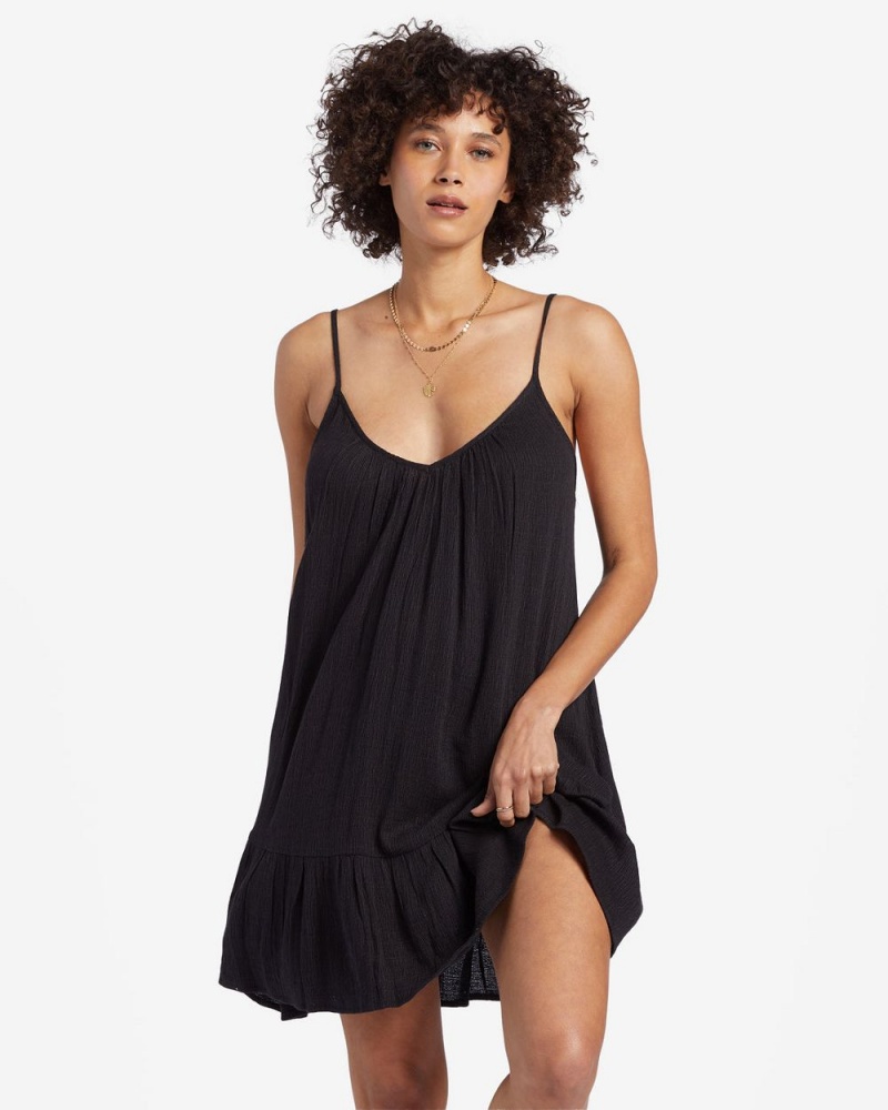 Black Pebble Women's Billabong Beach Vibes Beach Cover-Up Dress | 479215RZD