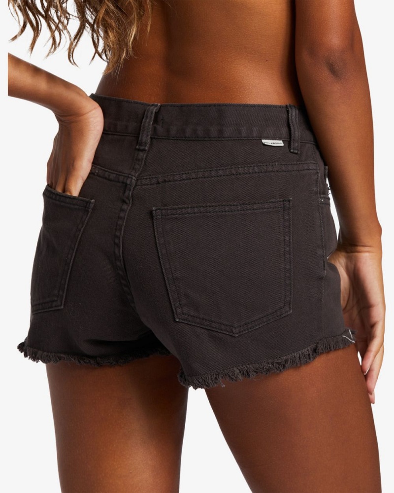 Black Pebble Women's Billabong Drift Away Frayed Shorts | 932014PHL