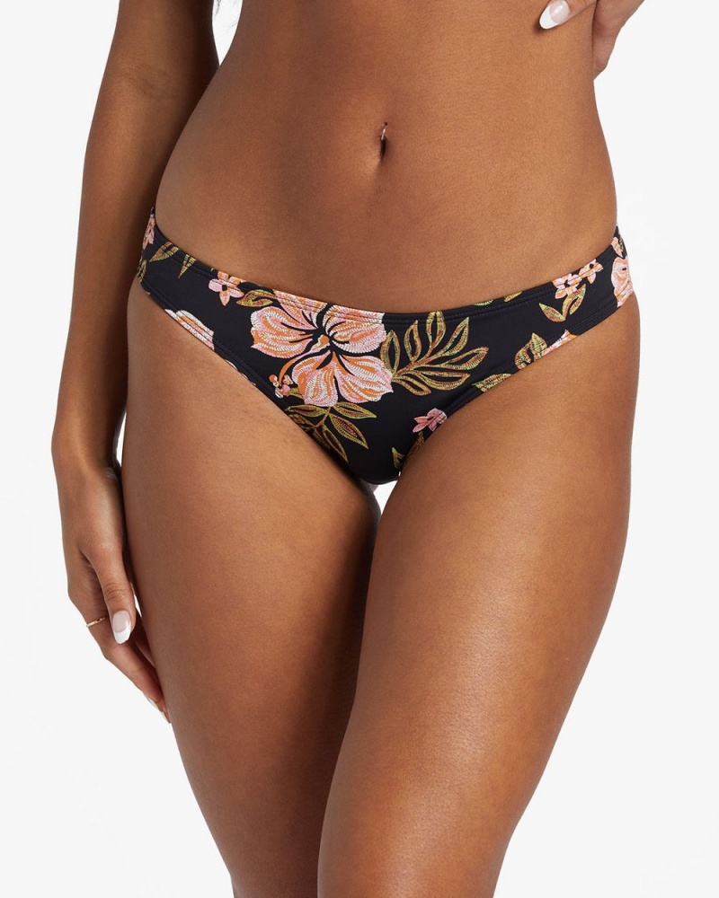 Black Pebble Women's Billabong Hooked On Tropics Lowrider Bikini Bottoms | 379162EBG