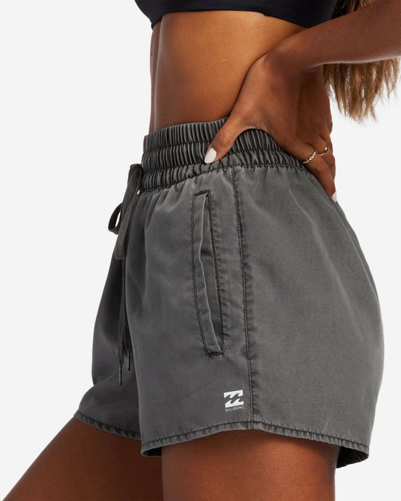 Black Pebble Women's Billabong Sol Searcher New Elastic Waist Swim Shorts | 865792SXZ