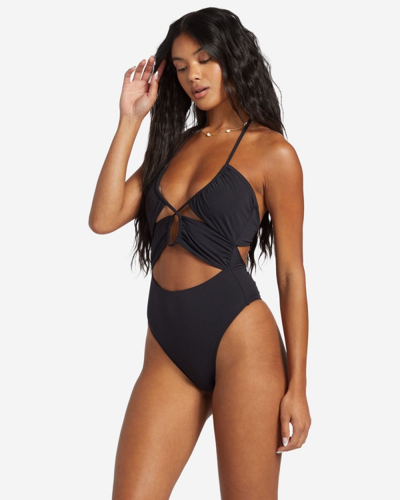 Black Pebble Women's Billabong Sol Searcher One-Piece Swimsuit | 216478ARK