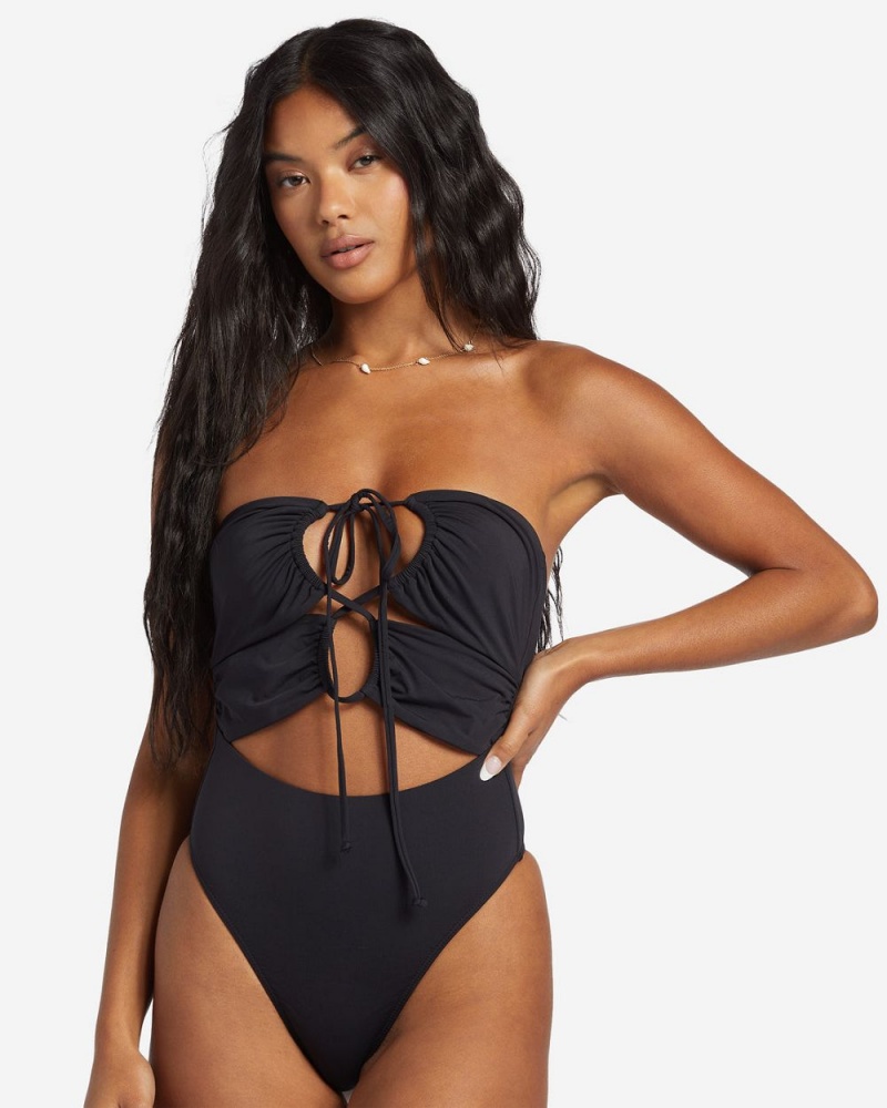 Black Pebble Women's Billabong Sol Searcher One-Piece Swimsuit | 216478ARK