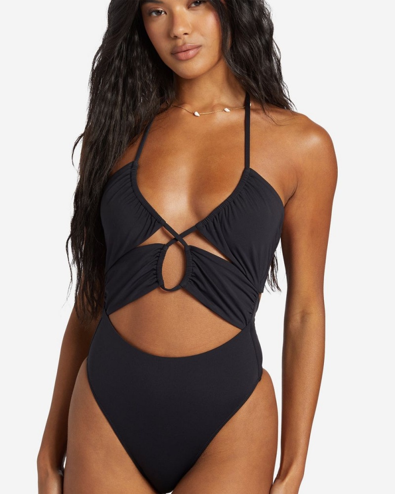 Black Pebble Women's Billabong Sol Searcher One-Piece Swimsuit | 216478ARK