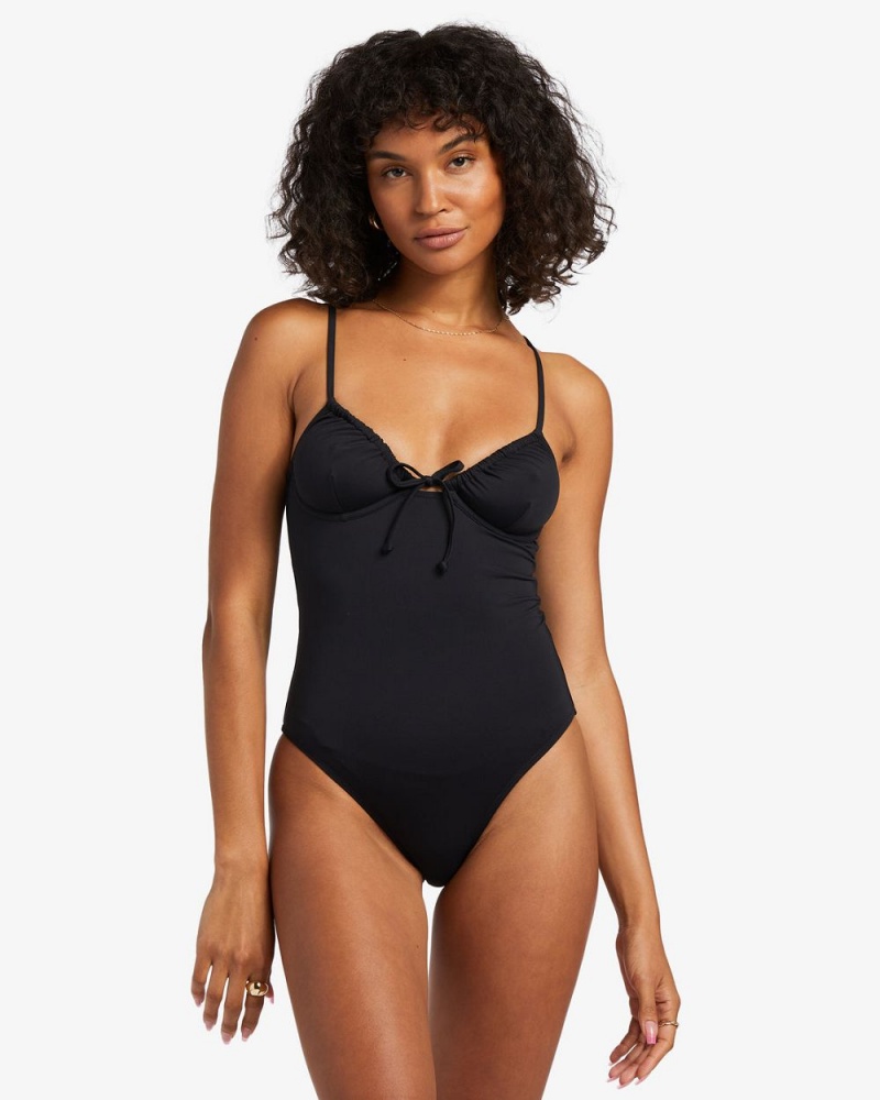 Black Pebble Women's Billabong Sol Searcher One-Piece Swimsuit | 463152EOR