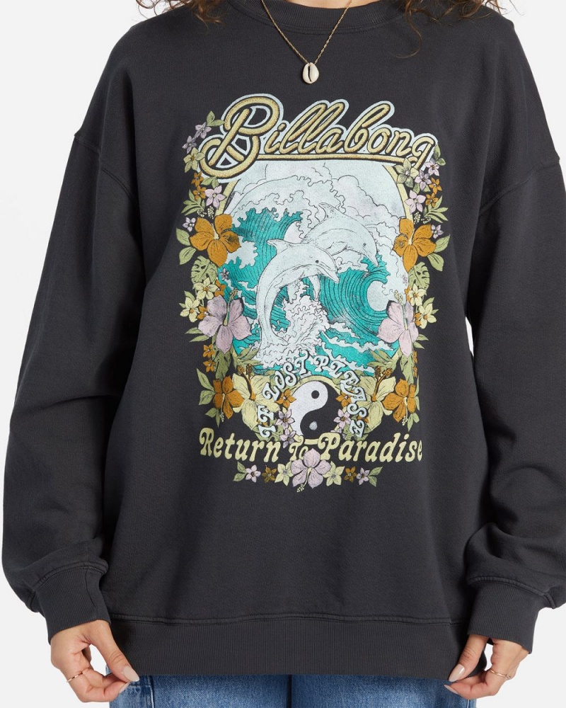 Black Sands 3 Women's Billabong Ride In Oversized Crewneck Sweatshirt | 640825SME