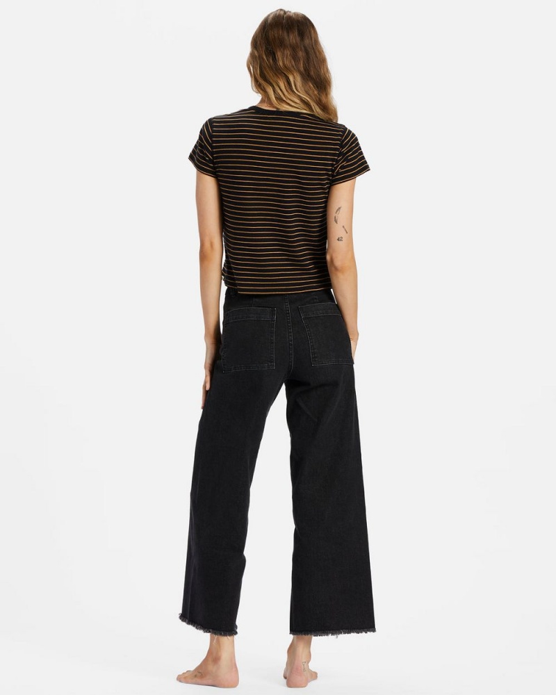 Black Women's Billabong Free Fall Wide-Leg Pants | 875912DJB