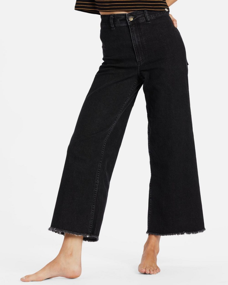 Black Women's Billabong Free Fall Wide-Leg Pants | 875912DJB