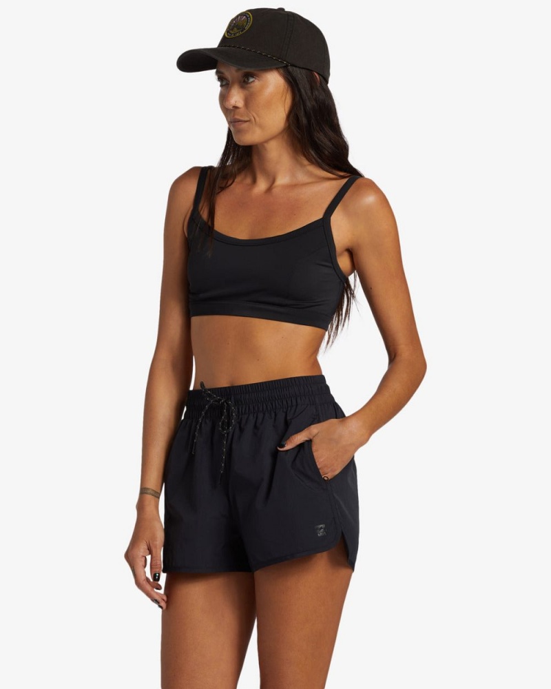 Black Women's Billabong New Adventure Short Solid Shorts | 052149QAB