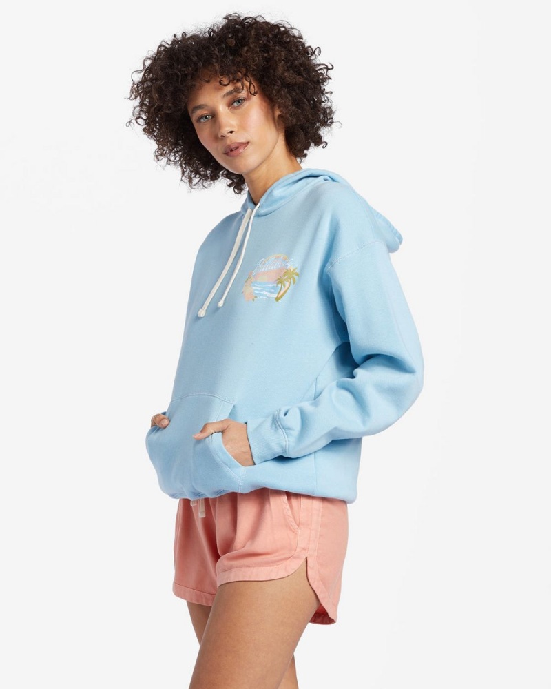 Bliss Blue Women's Billabong Greetings From Paradise Sweatshirt | 478691TYQ