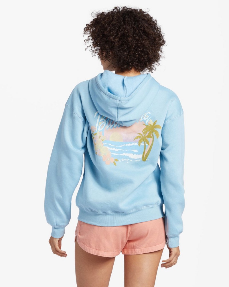 Bliss Blue Women's Billabong Greetings From Paradise Sweatshirt | 478691TYQ