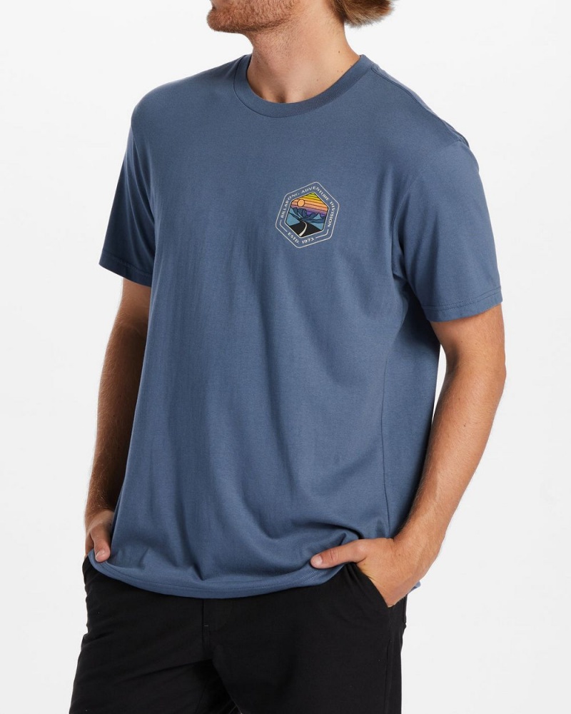 Blue Men's Billabong Rockies T-Shirt | 641823KFT