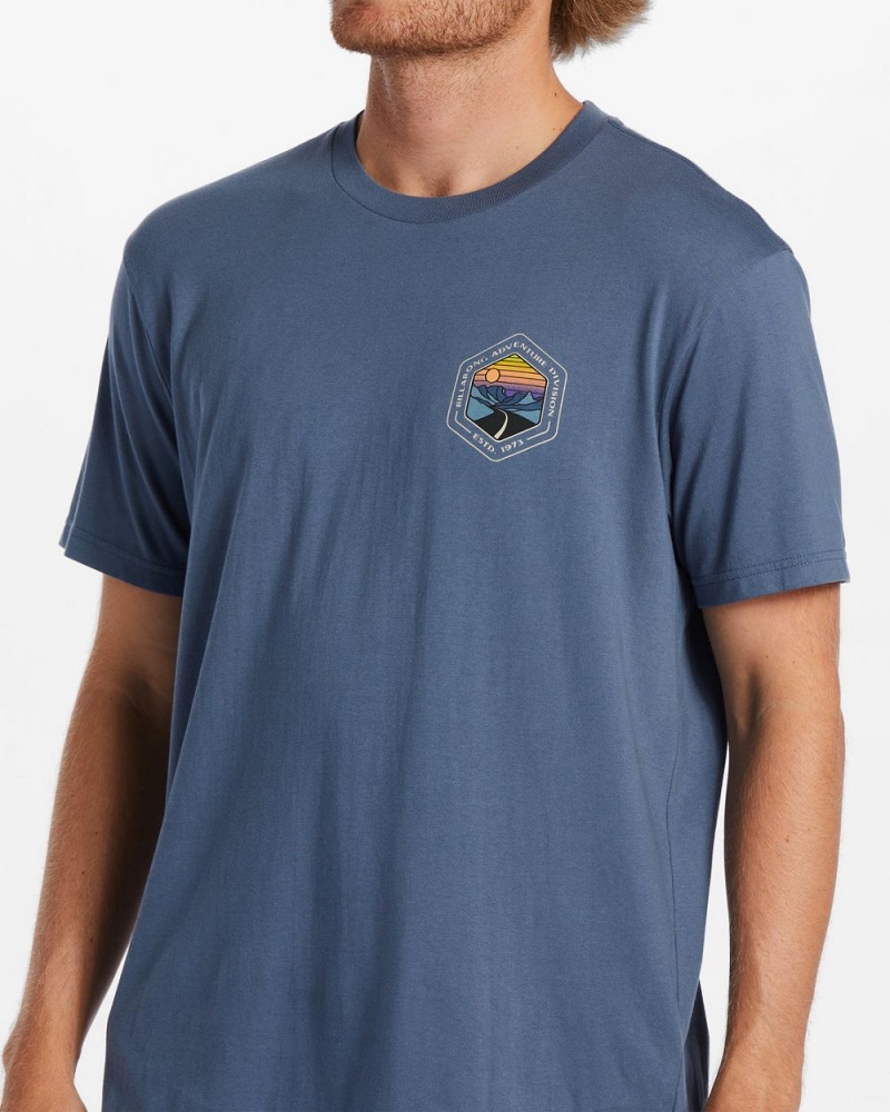 Blue Men's Billabong Rockies T-Shirt | 641823KFT