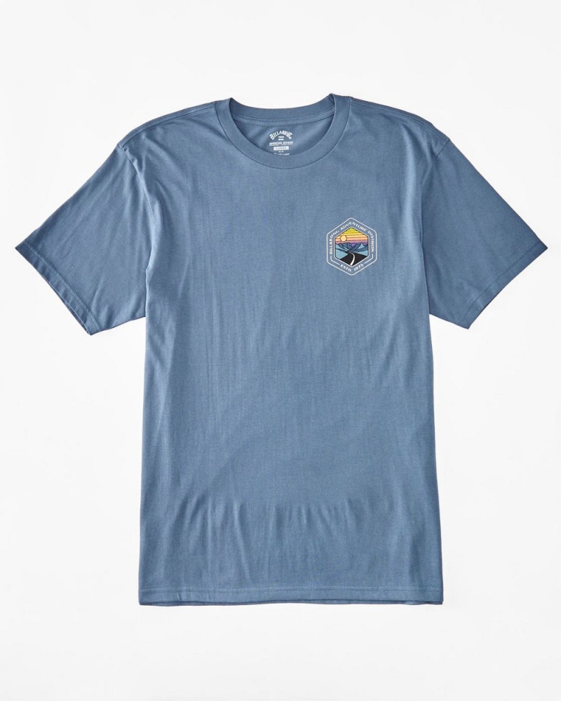 Blue Men's Billabong Rockies T-Shirt | 641823KFT