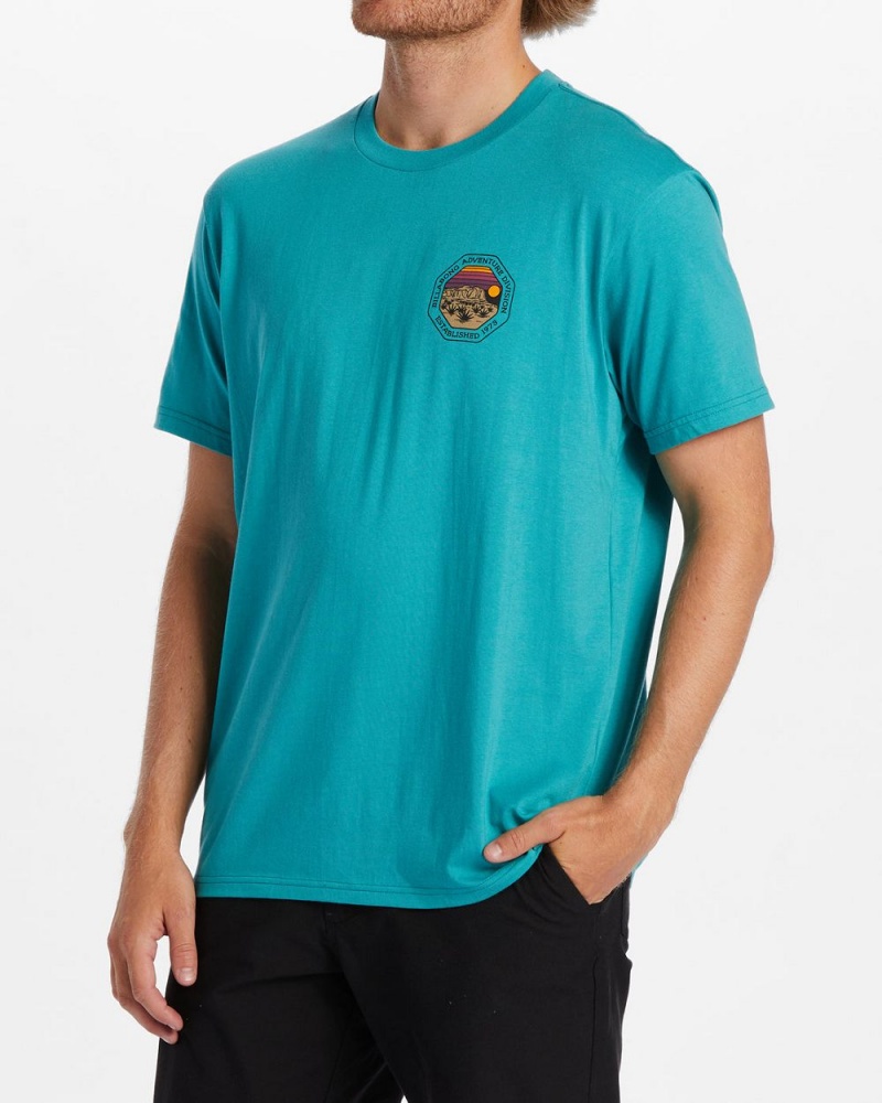 Blue Men's Billabong Rockies T-Shirt | 849251UIA