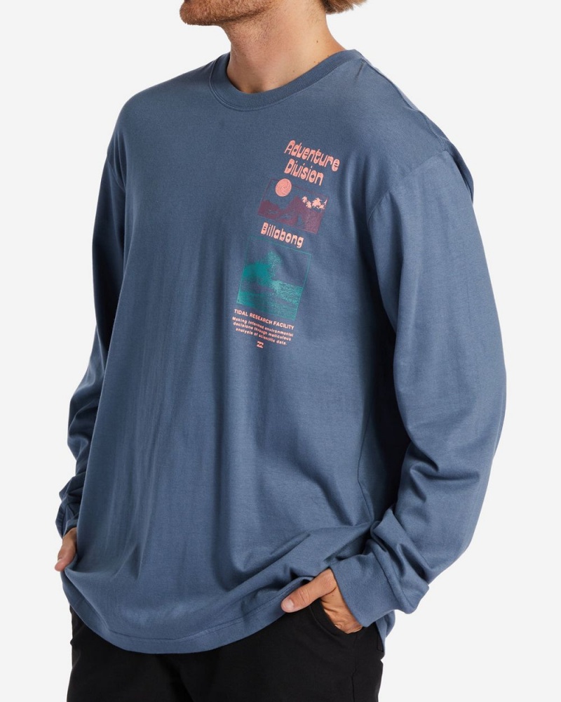 Blue Men's Billabong Tidal Research Long Sleeve T-Shirt | 463029AUN