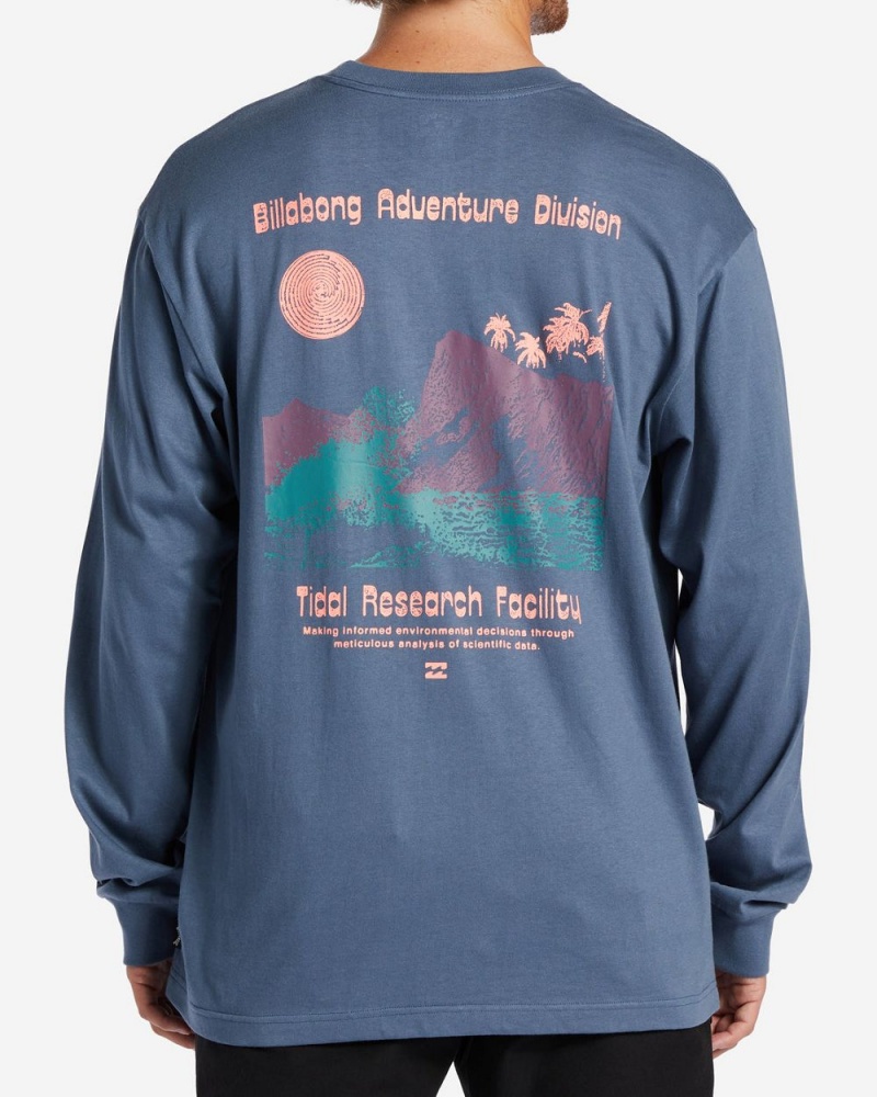 Blue Men's Billabong Tidal Research Long Sleeve T-Shirt | 463029AUN