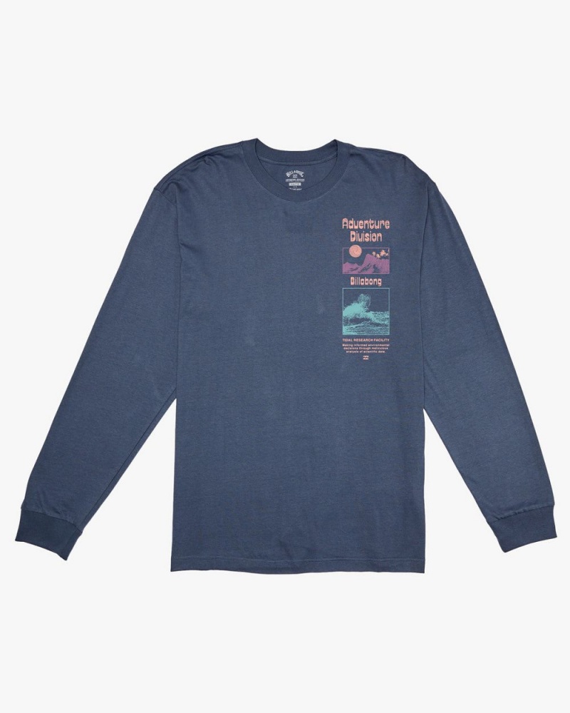 Blue Men's Billabong Tidal Research Long Sleeve T-Shirt | 463029AUN