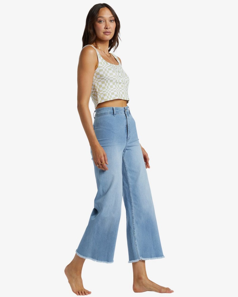 Blue Women's Billabong Free Fall Indigo Wide-Leg Jeans Pants | 463129ZHK