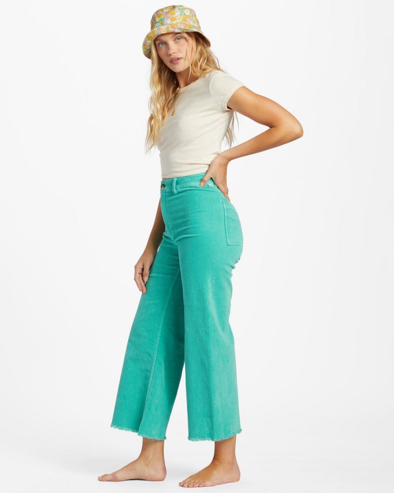 Bright Lagoon Women's Billabong Free Fall Wide-Leg Corduroy Pants | 530896XPI