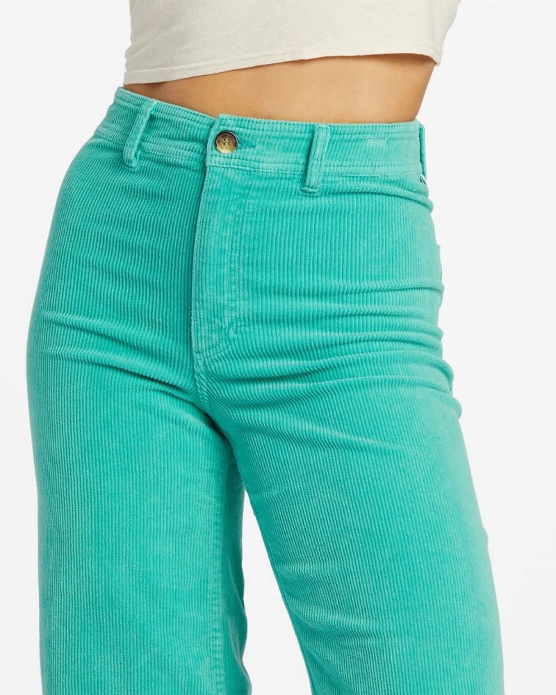 Bright Lagoon Women's Billabong Free Fall Wide-Leg Corduroy Pants | 530896XPI