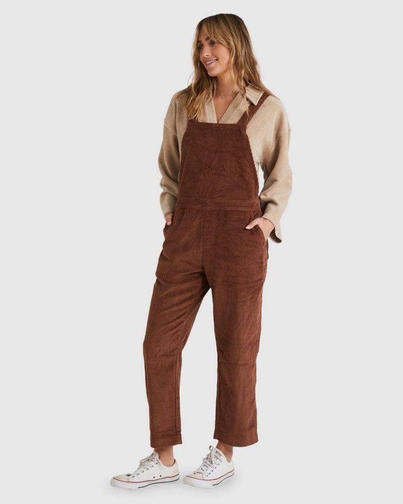 Brown Women's Billabong So Stoked Overalls Pants | 148732IDH