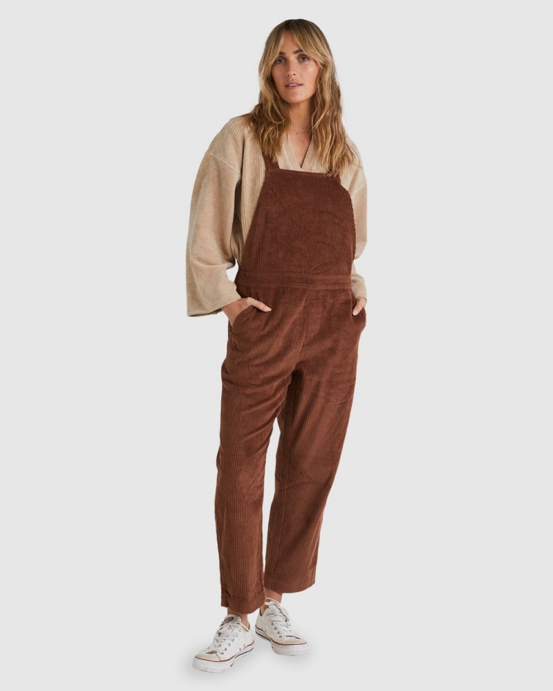 Brown Women\'s Billabong So Stoked Overalls Pants | 148732IDH