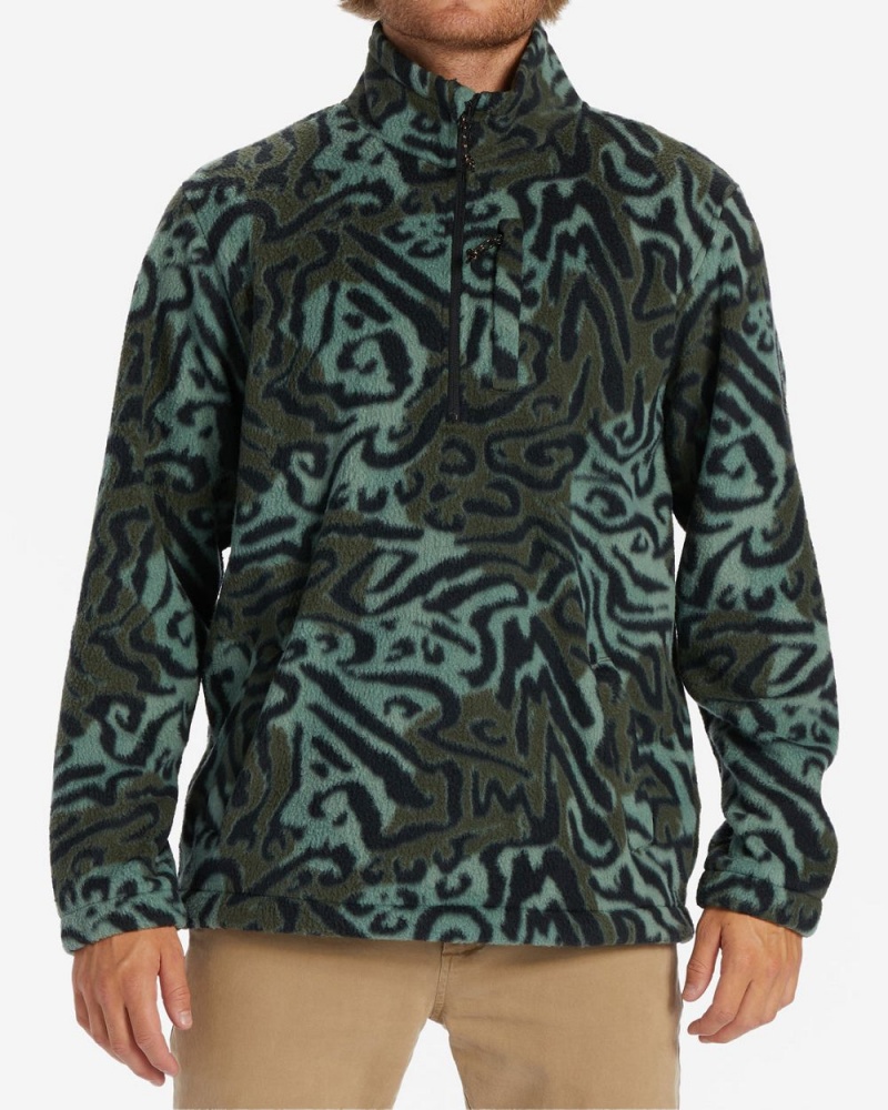 Camo Men\'s Billabong Boundary Half-Zip Mock Neck Fleece | 569784KCA