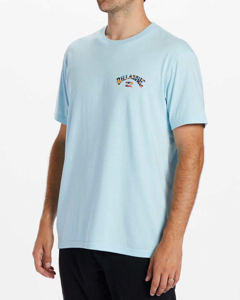 Coastal Blue Men's Billabong Arch Fill T-Shirt | 239064OYA