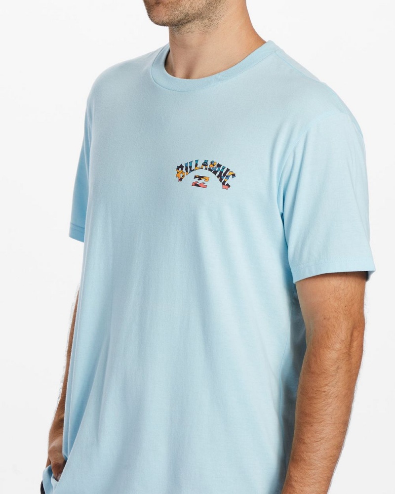 Coastal Blue Men's Billabong Arch Fill T-Shirt | 239064OYA