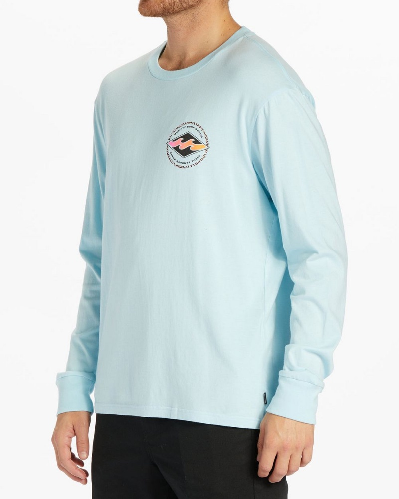 Coastal Blue Men's Billabong Rotor Diamond Long Sleeve T-Shirt | 051294QUA