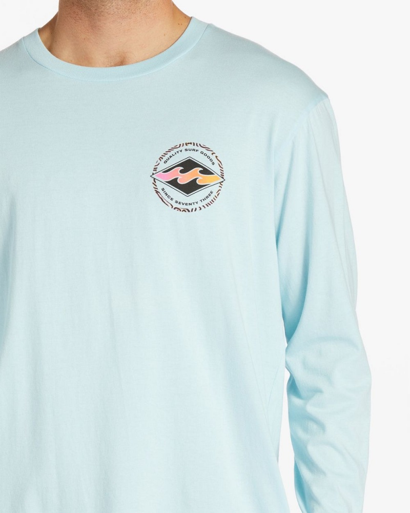 Coastal Blue Men's Billabong Rotor Diamond Long Sleeve T-Shirt | 051294QUA