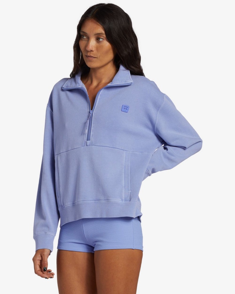 Cosmic Blue Women's Billabong Stay On The Path Half-Zip Sweatshirt | 185034ZLU