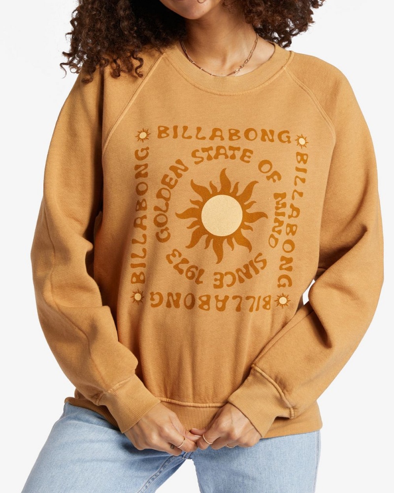 Cosmic Khaki Women's Billabong Here We Go Graphic Crewneck Sweatshirt | 027349KVD