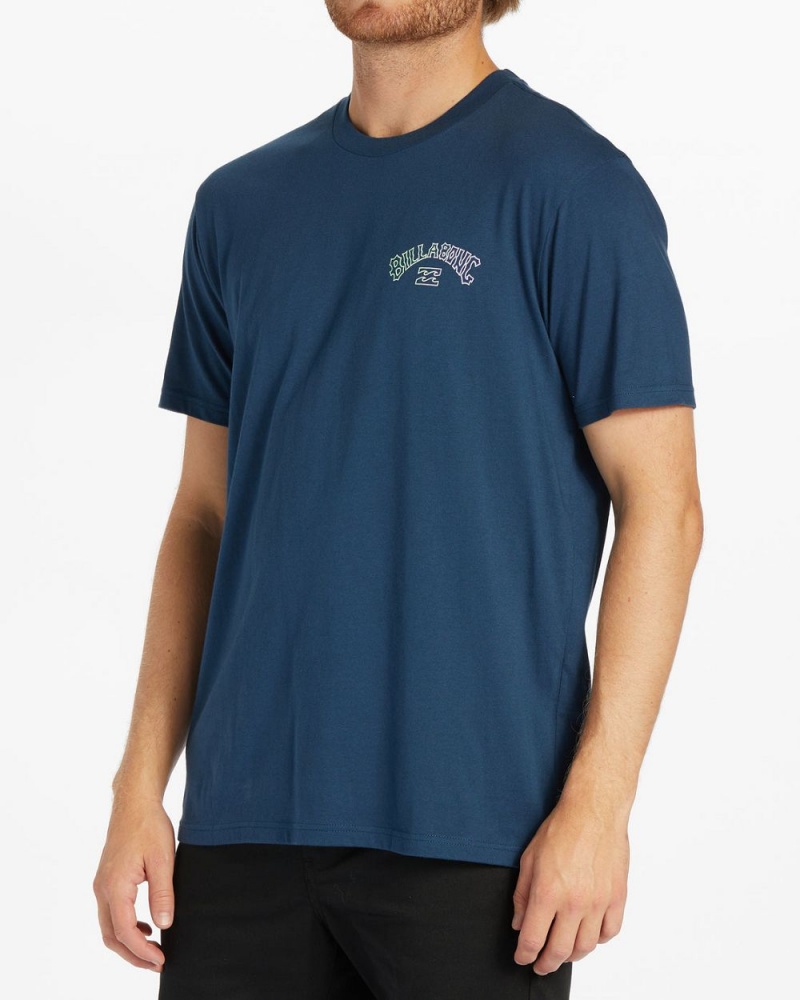 Dark Blue Men's Billabong Arch Fill Short Sleeve T-Shirt | 718425KEM