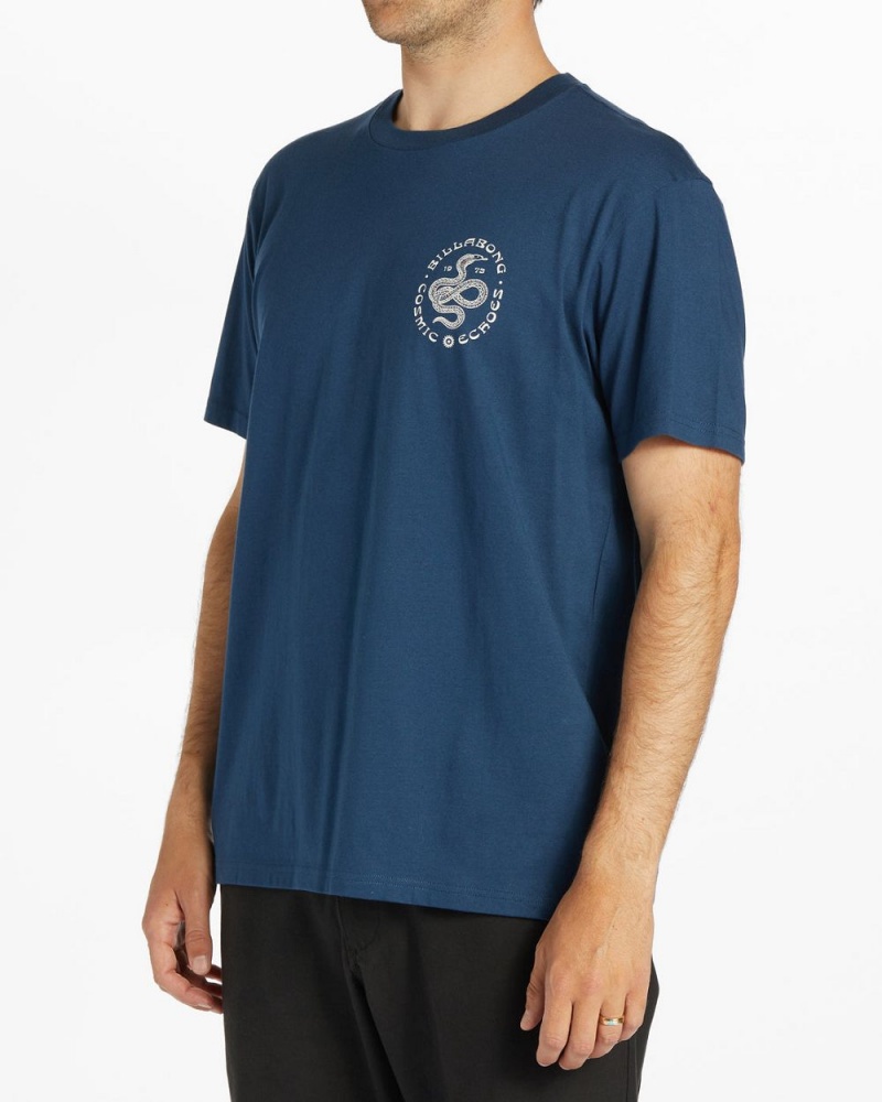 Dark Blue Men's Billabong Coil Short Sleeve T-Shirt | 721456AOY