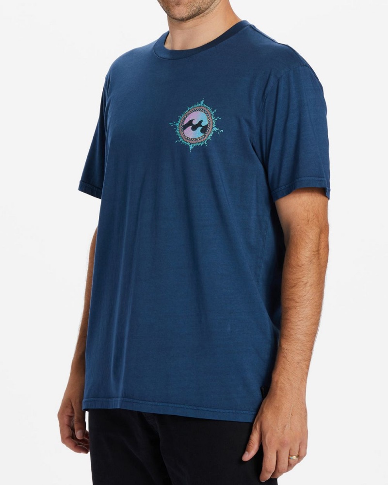 Dark Blue Men's Billabong Flame T-Shirt | 271053GSU