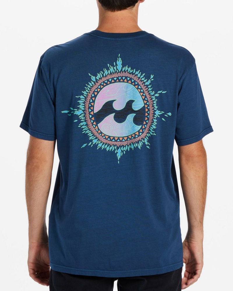 Dark Blue Men's Billabong Flame T-Shirt | 271053GSU