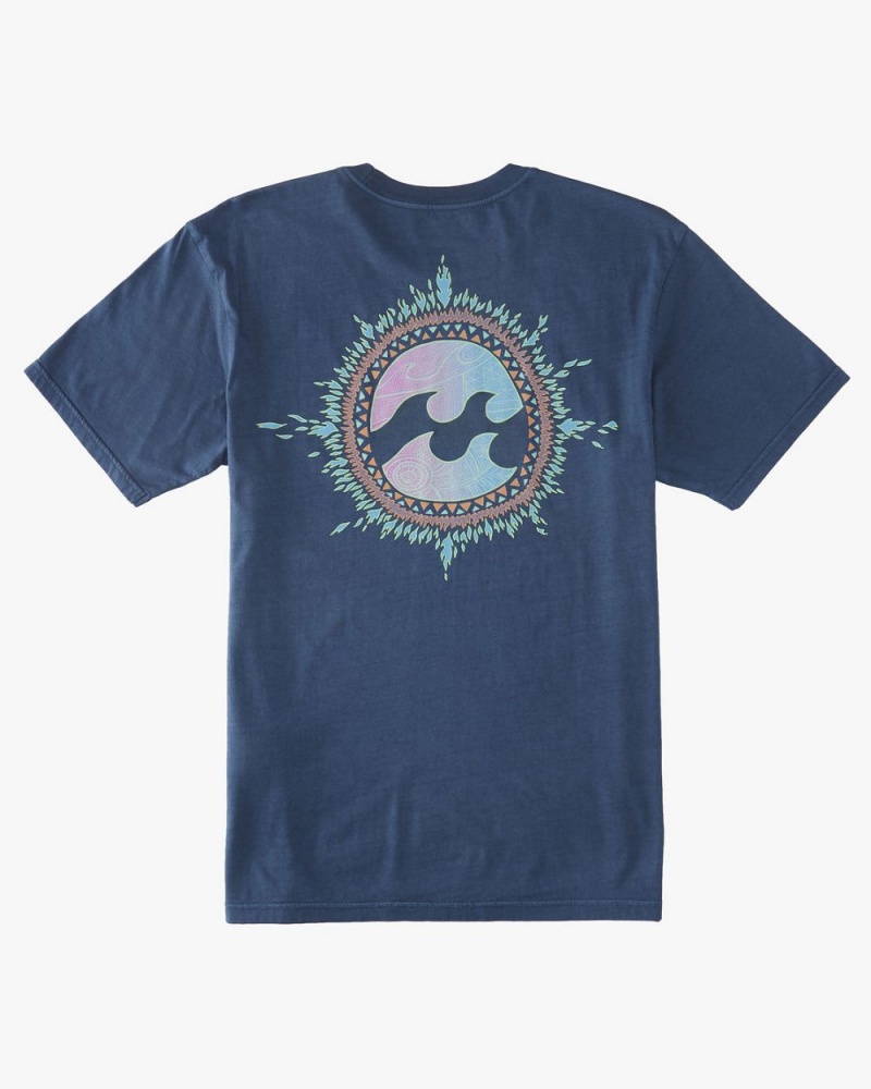 Dark Blue Men's Billabong Flame T-Shirt | 271053GSU