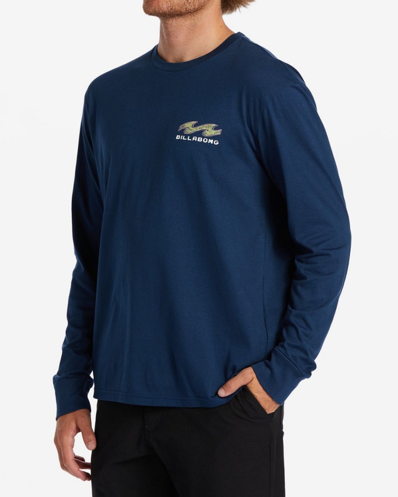 Dark Blue Men's Billabong Fragment Long Sleeve T-Shirt | 795810AVN