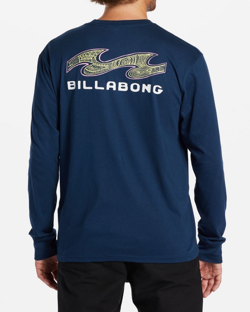 Dark Blue Men's Billabong Fragment Long Sleeve T-Shirt | 795810AVN