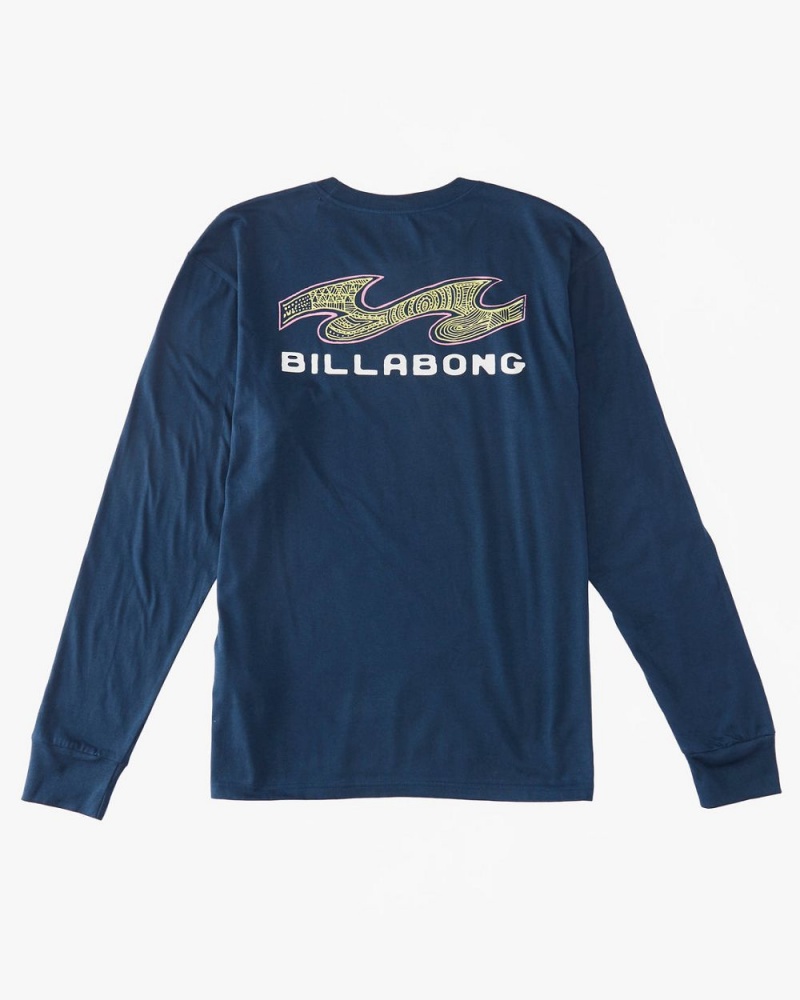 Dark Blue Men's Billabong Fragment Long Sleeve T-Shirt | 795810AVN