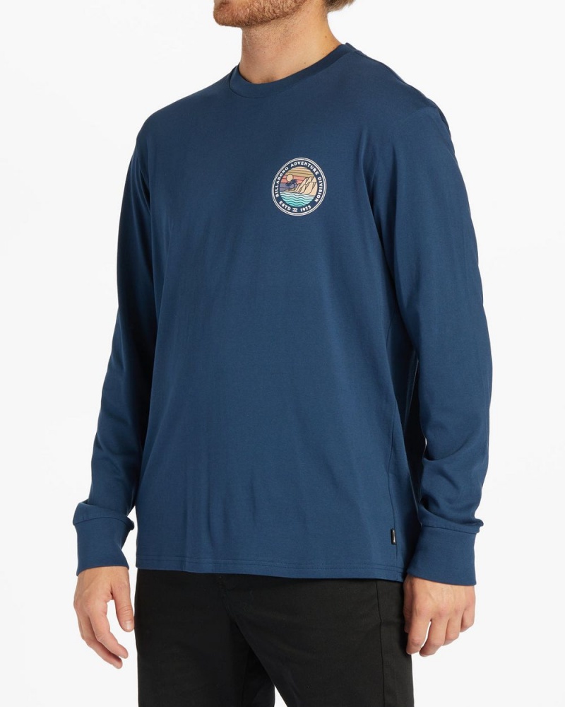 Dark Blue Men's Billabong Rockies Long Sleeve T-Shirt | 462091VES