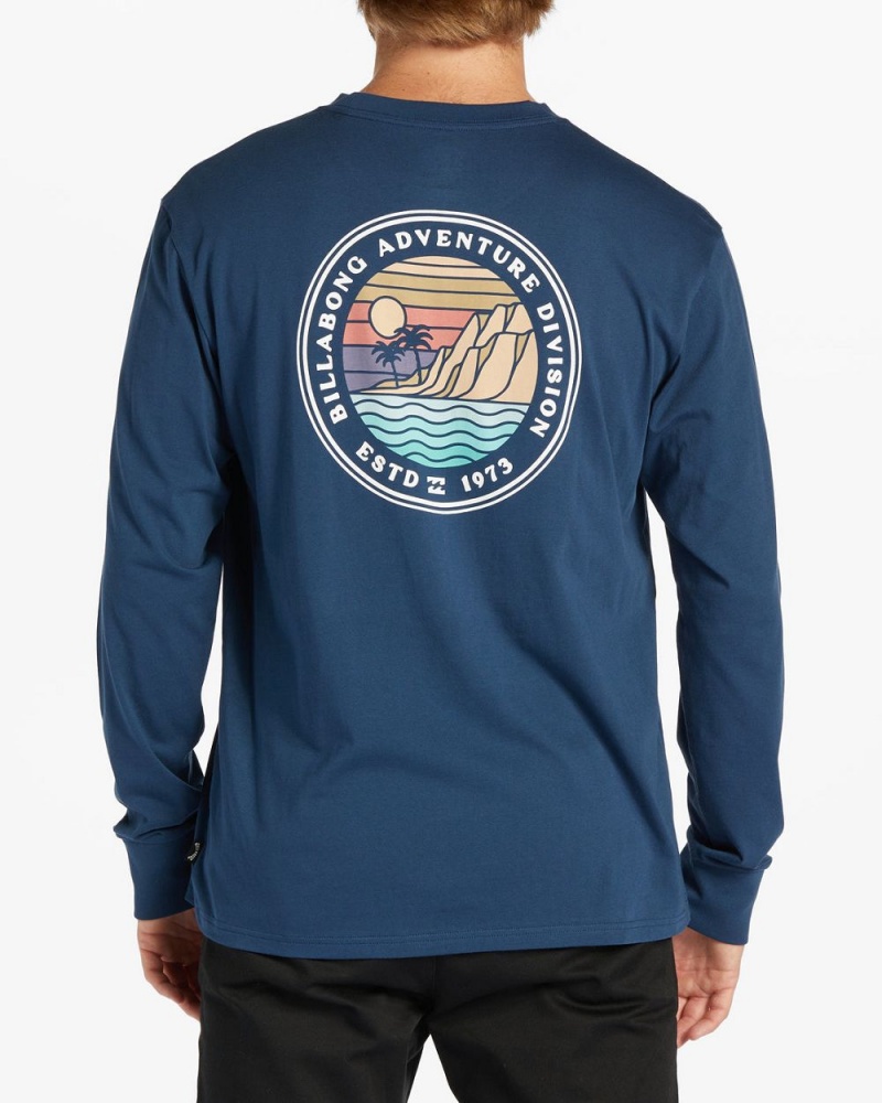 Dark Blue Men's Billabong Rockies Long Sleeve T-Shirt | 462091VES