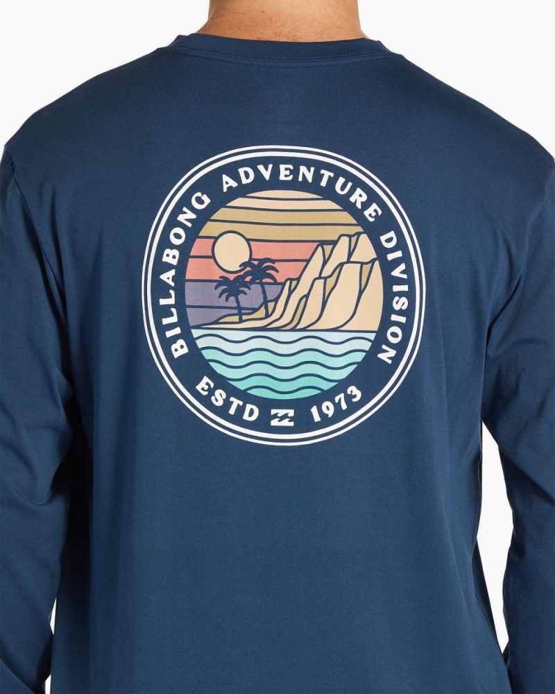 Dark Blue Men's Billabong Rockies Long Sleeve T-Shirt | 462091VES