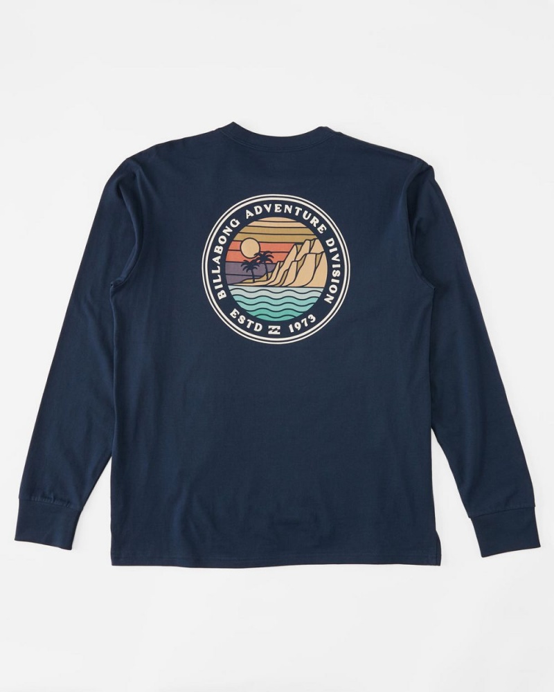 Dark Blue Men's Billabong Rockies Long Sleeve T-Shirt | 462091VES