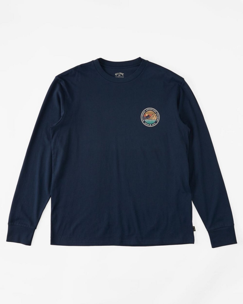 Dark Blue Men's Billabong Rockies Long Sleeve T-Shirt | 462091VES